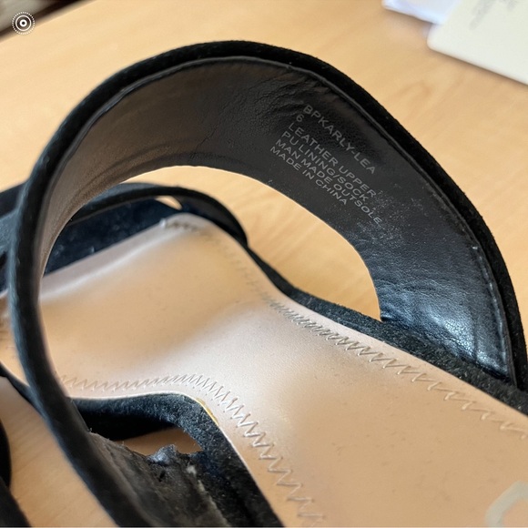 Black leather suede BP strappy block sandals - Picture 6 of 7